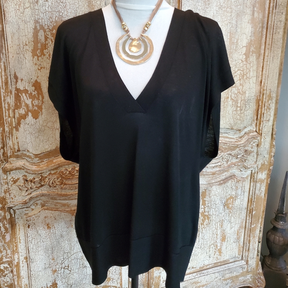 Talbots Black VNeck Sweater/ Top Size XL